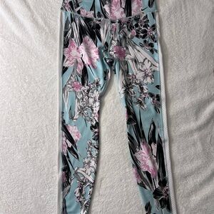 Nike Floral Print Leggings - Pink, Black, White